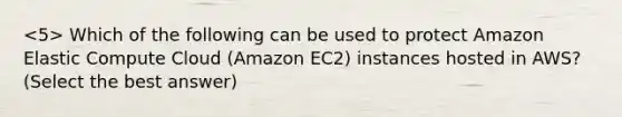 Which of the following can be used to protect Amazon Elastic Compute Cloud (Amazon EC2) instances hosted in AWS? (Select the best answer)