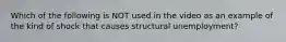 Which of the following is NOT used in the video as an example of the kind of shock that causes structural unemployment?