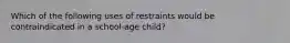 Which of the following uses of restraints would be contraindicated in a school-age child?