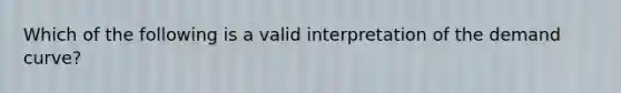 Which of the following is a valid interpretation of the demand curve?