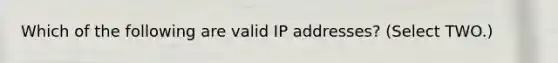 Which of the following are valid IP addresses? (Select TWO.)