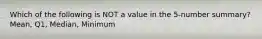 Which of the following is NOT a value in the​ 5-number summary? Mean, Q1, Median, Minimum