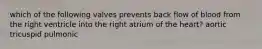 which of the following valves prevents back flow of blood from the right ventricle into the right atrium of the heart? aortic tricuspid pulmonic