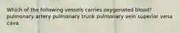 Which of the following vessels carries oxygenated blood? pulmonary artery pulmonary trunk pulmonary vein superior vena cava