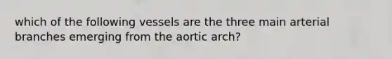 which of the following vessels are the three main arterial branches emerging from the aortic arch?