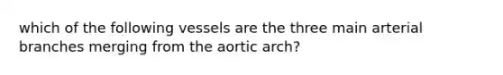 which of the following vessels are the three main arterial branches merging from the aortic arch?