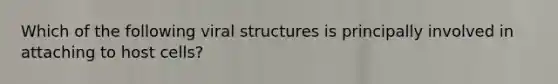 Which of the following viral structures is principally involved in attaching to host cells?