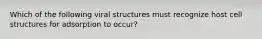 Which of the following viral structures must recognize host cell structures for adsorption to occur?