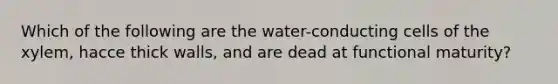 Which of the following are the water-conducting cells of the xylem, hacce thick walls, and are dead at functional maturity?