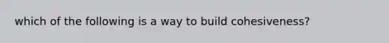 which of the following is a way to build cohesiveness?