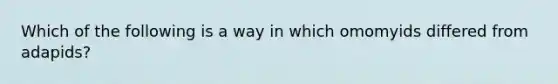 Which of the following is a way in which omomyids differed from adapids?