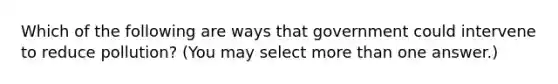 Which of the following are ways that government could intervene to reduce pollution? (You may select more than one answer.)