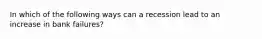 In which of the following ways can a recession lead to an increase in bank failures?
