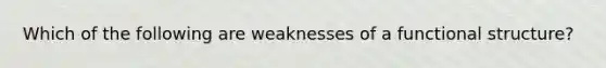 Which of the following are weaknesses of a functional structure?