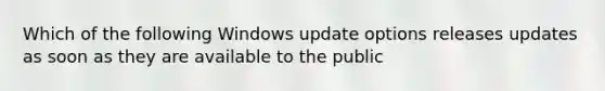 Which of the following Windows update options releases updates as soon as they are available to the public