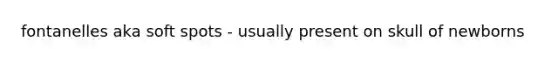 fontanelles aka soft spots - usually present on skull of newborns
