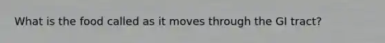 What is the food called as it moves through the GI tract?