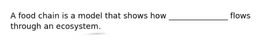 A food chain is a model that shows how _______________ flows through an ecosystem.