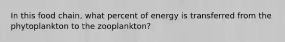 In this food chain, what percent of energy is transferred from the phytoplankton to the zooplankton?