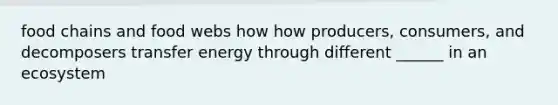 food chains and food webs how how producers, consumers, and decomposers transfer energy through different ______ in an ecosystem