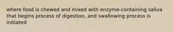 where food is chewed and mixed with enzyme-containing saliva that begins process of digestion, and swallowing process is initiated