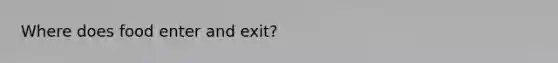 Where does food enter and exit?