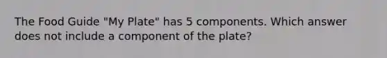 The Food Guide "My Plate" has 5 components. Which answer does not include a component of the plate?