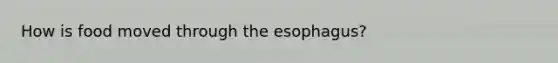 How is food moved through the esophagus?