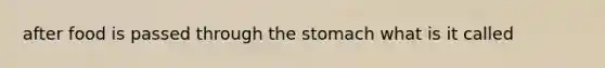 after food is passed through <a href='https://www.questionai.com/knowledge/kLccSGjkt8-the-stomach' class='anchor-knowledge'>the stomach</a> what is it called