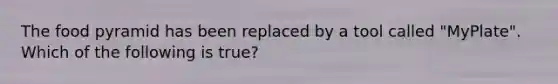 The food pyramid has been replaced by a tool called "MyPlate". Which of the following is true?