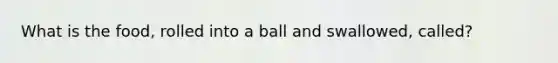 What is the food, rolled into a ball and swallowed, called?