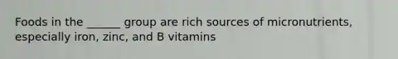 Foods in the ______ group are rich sources of micronutrients, especially iron, zinc, and B vitamins