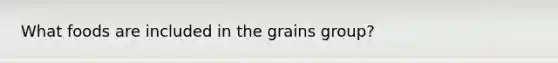 What foods are included in the grains group?