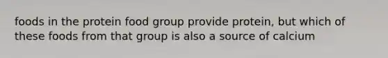 foods in the protein food group provide protein, but which of these foods from that group is also a source of calcium