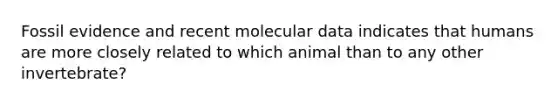 Fossil evidence and recent molecular data indicates that humans are more closely related to which animal than to any other invertebrate?