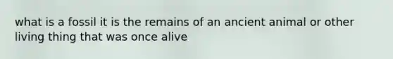 what is a fossil it is the remains of an ancient animal or other living thing that was once alive