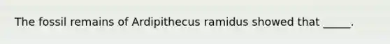 The fossil remains of Ardipithecus ramidus showed that _____.