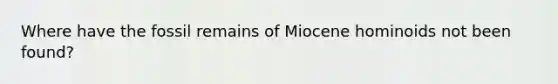 Where have the fossil remains of Miocene hominoids not been found?