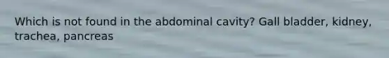 Which is not found in the abdominal cavity? Gall bladder, kidney, trachea, pancreas
