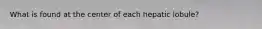 What is found at the center of each hepatic lobule?
