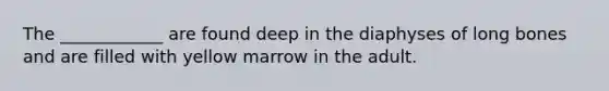 The ____________ are found deep in the diaphyses of long bones and are filled with yellow marrow in the adult.