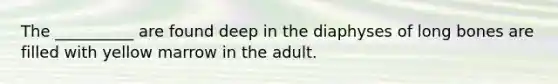 The __________ are found deep in the diaphyses of long bones are filled with yellow marrow in the adult.