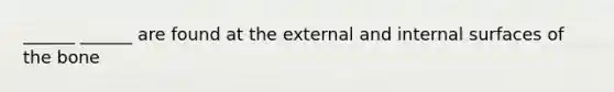 ______ ______ are found at the external and internal surfaces of the bone