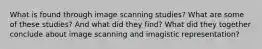 What is found through image scanning studies? What are some of these studies? And what did they find? What did they together conclude about image scanning and imagistic representation?