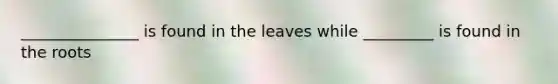 _______________ is found in the leaves while _________ is found in the roots