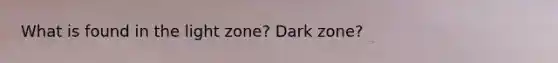 What is found in the light zone? Dark zone?