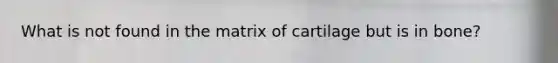 What is not found in the matrix of cartilage but is in bone?