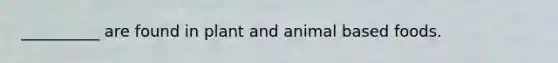 __________ are found in plant and animal based foods.