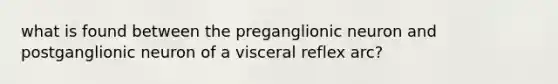 what is found between the preganglionic neuron and postganglionic neuron of a visceral reflex arc?