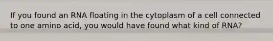 If you found an RNA floating in the cytoplasm of a cell connected to one amino acid, you would have found what kind of RNA?